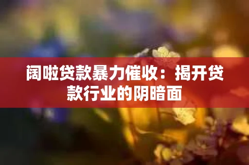 阔啦贷款暴力催收：揭开贷款行业的阴暗面
