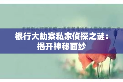 银行大劫案私家侦探之谜：揭开神秘面纱