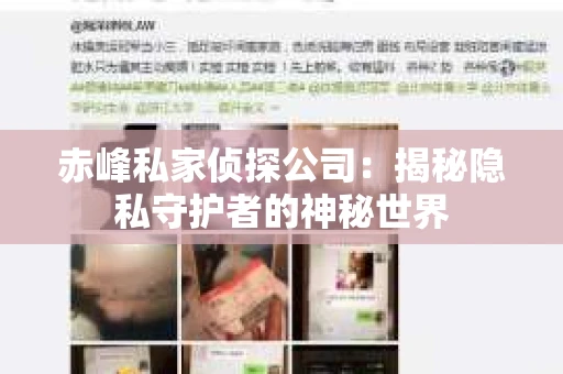赤峰私家侦探公司：揭秘隐私守护者的神秘世界